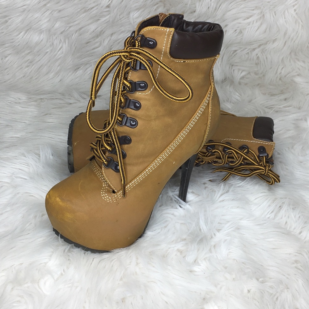 Faux leather stiletto hiker bootie